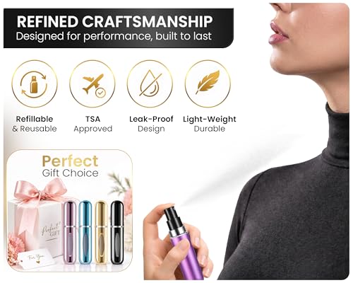 4 Pcs Refillable Perfume Atomizer, Travel Perfume Bottle Refillable and Leak-Proof, Portable Empty Cologne Atomizer, Mini Refillable Perfume Bottle for Pocket, Easy to Refill Decant Sprayer (5 ml) - size: 5 ml