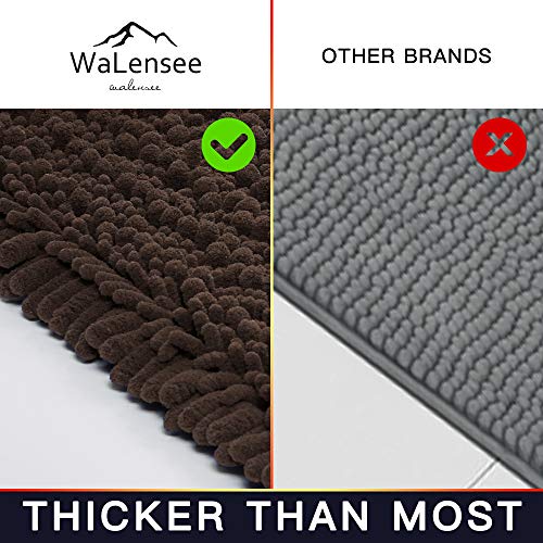 Walensee Bathroom Contour Rug Non Slip Toilet U Shaped Bath Mat (20x24, Brown) Water Absorbent Super Soft Shaggy Chenille Machine Washable Dry Extra Thick Perfect Absorbant Best Plush Carpet - color: Brown, size: 20"x24" Contour Rug