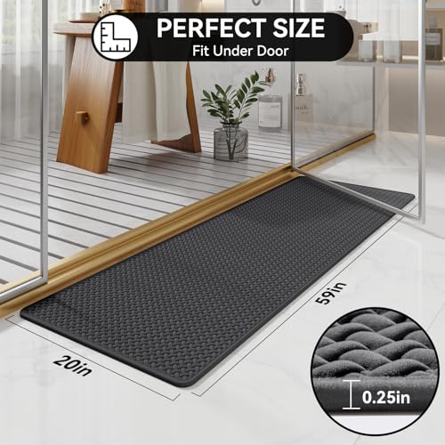 YDKGL Bathroom Runner Non Slip, Extra Soft Absorbent Quick Dry Bath Mats, Foam Weave Texture Thin Bath Rugs Washable with Rubber Backing, 20" x 59“ - color: Grey, size: 20"x 59"