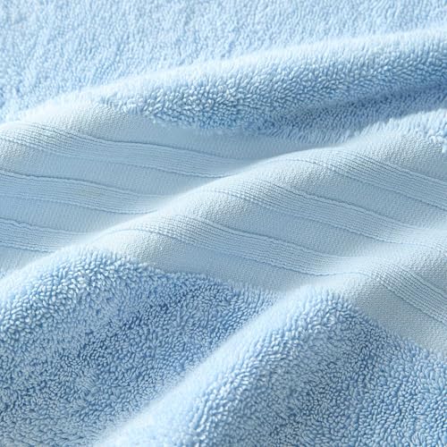 Martha Stewart - Bath Towels, Soft & Absorbent 100% Cotton Towels, Plush 700 GSM, 6-Piece Bathroom Towel Set with Textured Dobby Weave (Skyland Manor Blue) - color: Skyland Manor Blue