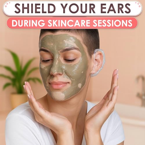 200 Pcs Disposable Ear Covers for Shower, Baths, and Hair Coloring | Lightweight Shower Ear Covers for Showering, Ears Protect from Splashes, Elastic Band that Stretches Up From 1.97" To 4.6"