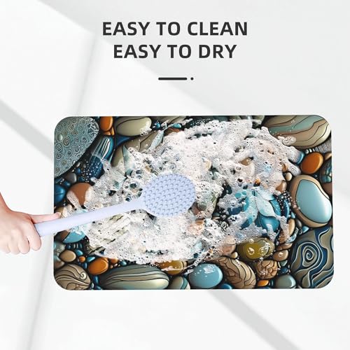 Colorful Pebbles Bath mats Quick Dry Absorbent Bath Rugs Rubber Non Slip Bath Mat for Bathroom Floor Tub Shower Sink 16"×24" - color: Colorful Pebbles, size: 16"x24"