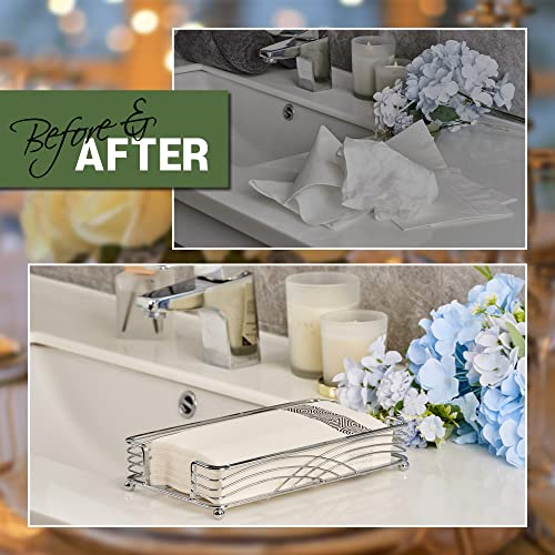 Guest Towel Holder Tray for Bathroom Countertop, Silver Metal | Guest Bathroom, Powder Room & Vanity Use - color: B - Silver Napkin Holder for Bathroom, size: Guest Towel Holder