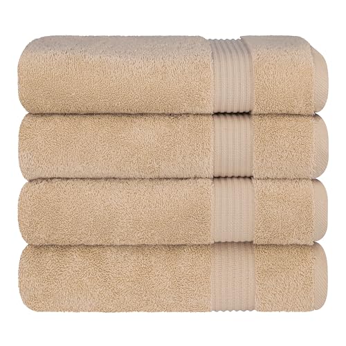 Cotton Paradise Turkish Towel Set, Soft Absorbent Quick Dry, 4 Piece Bath Towel Set, Beige - color: Beige, size: 4 PC SET (27x54")