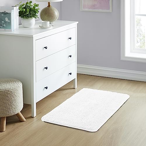 YHF Bathroom Rugs 20" X 32", Extra Thick & Soft Microfiber Shaggy, Machine Washable Bath Mats, Absorbent Bath Rugs, Non-Slip Rubber Backing Bath Mat for Bathroom Floor, Tub and Shower, White - color: Arctic White, size: 20" X 32" (Rectangular)