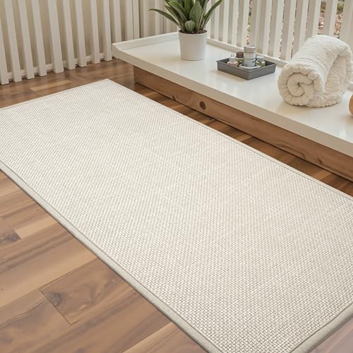 Large Bathroom Rugs Runner Non Slip Bath Mat 17" x 47", Quick Dry Bath Mat, Machine Washable Bathroom Rugs, Beige, Thin Bath Mat - color: Light Beige, size: Runner(17"x47")