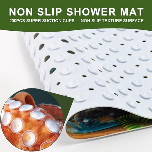 XIYUNTE Upgrade Baby Bath Mat Non Slip - 40"x16" Extra Long Kids Bath Mat for Tub Non Slip Bathtub Mat Eco-Friendly Toddler Bath Mats with Suction Cups, Machine Washable and No Fading, Animal Forest - color: H-animal Forest