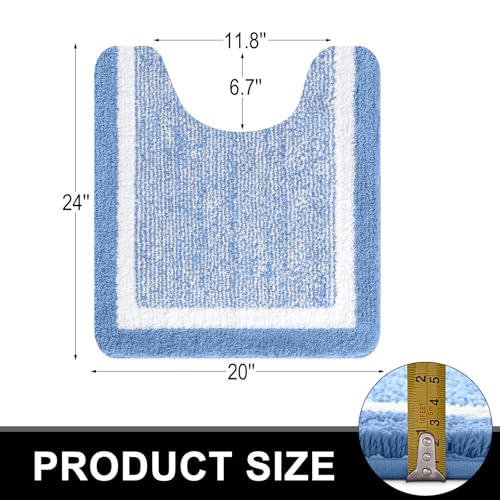 OLANLY Bathroom Rugs Sets 3 Piece, Soft Absorbent Microfiber Bath Mats and U-Shaped Contour Toilet Rug, Home Decor Accessories, Non-Slip, Bath Mat Set for Bathroom (47"x20"+24"x16"+24"x20", Blue) - color: Blue and White, size: 47" X 20" + 24" X 16" + U Sh