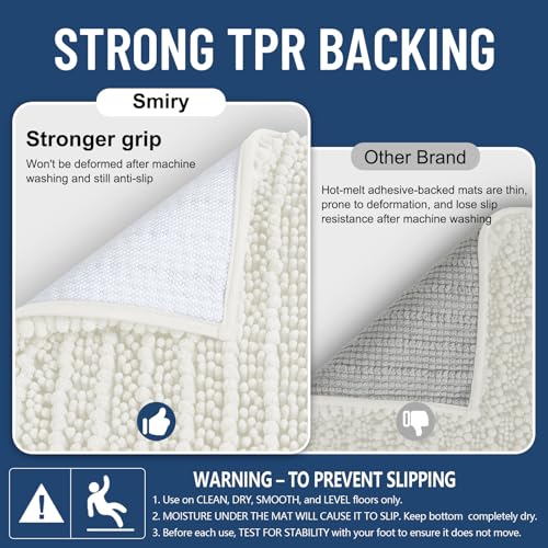 Smiry Bathroom Rugs Mat 40x32, Extra Soft Absorbent Chenille Bath Rugs, Non Slip Rubber Backing Machine Washable Quick Dry Bath Mats for Bathroom Floor, Tub, Shower, Home Decor Accessories, Ivory - color: Ivory, size: 40'' X 32''