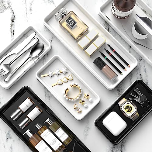 Gurygo 8" - Small Rectangular Vanity Tray for Bathroom - Ceramic Kitchen Soap Tray - Countertop and Vanity Tray - Comestic Holder Bathtub Organizer - Bathroom Tray, (White, Set/1) - color: White, size: 7.9" x 4" x 1.1"