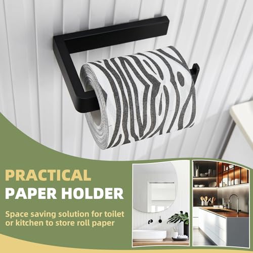 APLusee Matte Black Toilet Paper Holder, 304 Stainless Steel Tissue Hanger, Wall Mounted - color: Matte Black