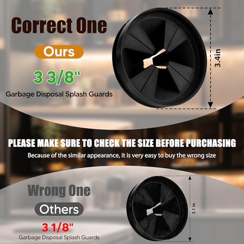 3 3/8" Garbage Disposal Splash Guard, QCB-AM Sink Baffle Replacement for InSinkErator Evolution Series, Upgraded Removable Quiet Collar Drain Plugs, Garbage Disposer Accessories, Black - color: Deep Black - 1 Pack