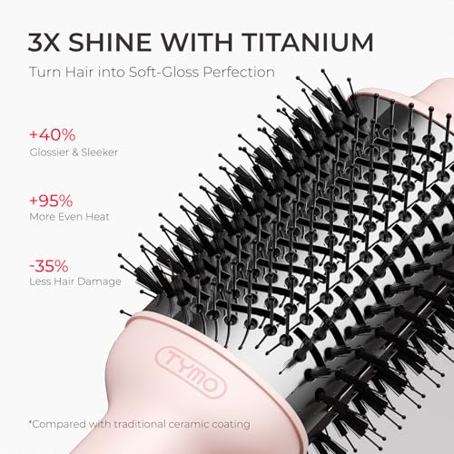 TYMO Hair Dryer Brush Blow Dryer Brush in One, 4 in 1 Ionic Hairdryer and Styler Volumizer with Oval Titanium Barrel, Hot Air Straightener for Smooth Frizz-Free Blowout, Pink, 2.85 Inch - color: Pink, size: 2.85 Inch