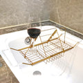 Bathtub Tray,Stainless Steel Shower Bathtub Caddy Tray with Removable Book Holder Red Wine Rack Holder, for Home Kitchen Bathroom,Gold