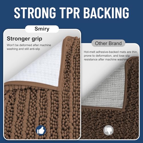 Smiry Bathroom Toilet Rugs U Shaped 24x20, Extra Soft Absorbent Non Slip Rubber Backing Chenille Contour Bath Rugs for Toilet, Machine Washable Contoured Bath Mats, Mocha - color: Mocha, size: 24'' X 20''
