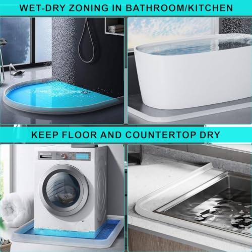 Hi-Na 3ft/5ft/6ft/8ft10ft Collapsible Shower Threshold Water Dam Water Barrier for Shower and Water Stopper Keeps Water Inside Water Threshold for Wet and Dry Separation (10ft, Clear) - color: Clear, style: 10ft