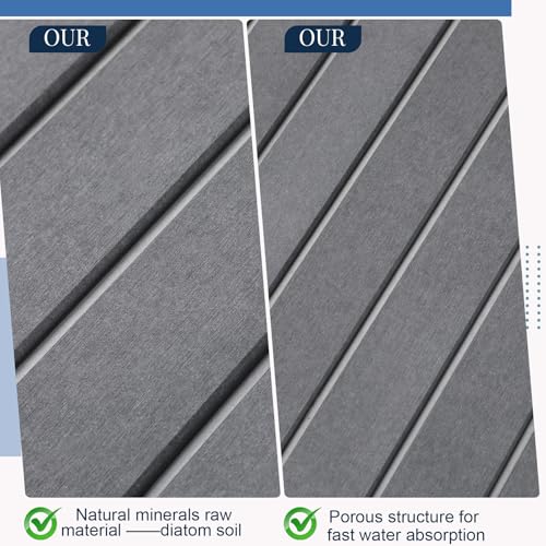 Nuanchu Large Stone Bath Mat 31.2" x 23.3" - Foldable Diatomite Bath Mat with Anti-Slip Pad Quick-Dry Large Bathroom Non-Slip Absorbent and Easy to Clean for Shower Entryway Kitchen Counter(Gray) - color: Gray