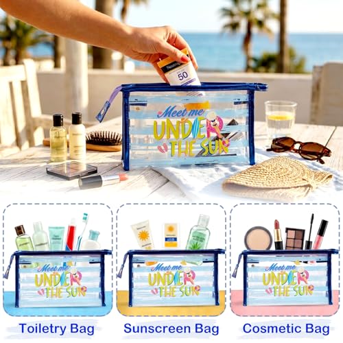 COSHAYSOO Sunscreen Bag Clear Makeup Toiletry Pouch Beach Vacation Essentials for Women Teen Girls Trip Gifts Summer Pool Travel Must Have Accessories Waterproof Stuff - color: Multi-Under the Sun