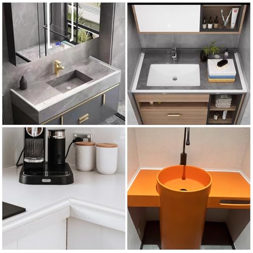 39 Inch Shower Threshold Water Dam, Silicone Barrier Shower Door Bottom Seal Strip, Self Adhesive Waterproof Barrier, for Kitchen Countertop Sink, Cooktop, Bathroom（White） - color: White, style: 39 in