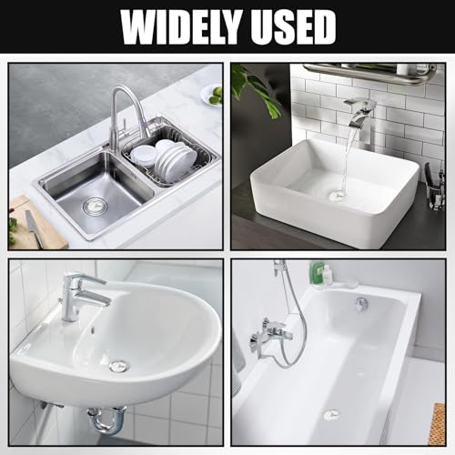 4 PCS Silicone Sink Stopper - Drain Stopper Tub Stopper with Hanging Ring - Kitchen Sink Plug Drain Plug for Bathroom Kitchen Sink Tub Drain, Laundry (4 Sizes, White)