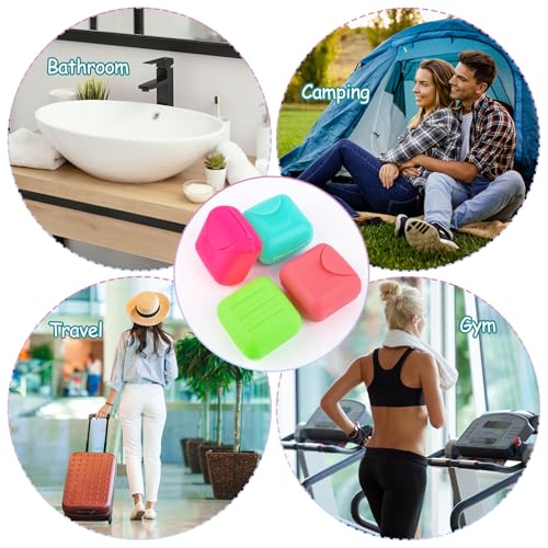 AUEAR, 4 Pack Candy Color Portable Soap Box Holder Plastic Case Travel Dish Container with Lid for Home Bathroom Hiking Outdoor (Small) - color: 2.8", size: 4 Pack