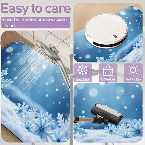Snowflakes Winter Bathroom Rugs, Fast-Absorbing Bath Mat, Quick-Dry Non-Slip Thin Rug for Bathroom Floor Kitchen 17"x30" - color: Snowflakes Winter