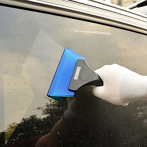 FOSHIO Small Squeegee with 5 Inch Dark Blue & Green Rubber Blade Mini Wiper Window Tinting Tools for Mirror Glass Window Cleaner with Non-Slip Handle, 2 Pack - color: With Green & Blue