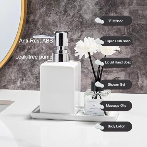 11OZ White Square Soap Dispenser for Bathroom Liquid Hand Pump Dispenser - color: Square