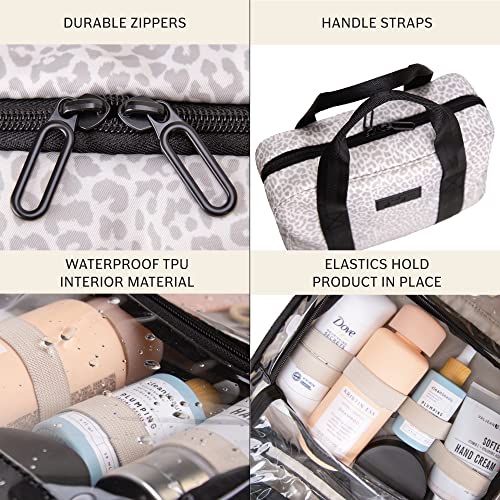 Jadyn Hanging Toiletry Bag, Expandable Toiletry Organizer for Women, Water Resistant Large Travel Cosmetic Bag for Full Size Makeup, Toiletries, Lotion, Shampoo, Accessories (Desert Leopard) - color: Desert Leopard
