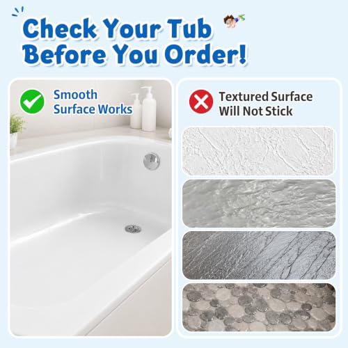XIYUNTE Baby Bath Mat for Tub Non Slip Kids Bath Mat - 40''x16'' Extra Long Cartoon Bathtub Mat Non Slip Kids Shower Mat Eco-Friendly Toddler Bath Mats with Suction Cups, Machine Washable - color: E-child