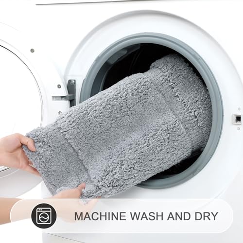 SHACOS Microfiber Bathroom Rugs Set of 3 Pieces | Small Bath Mats 16"x24" with Toilet Lid Cover U Shaped Toilet Rug Fluffy Plush Non Slip Washable Carpet(Light Grey) - color: Light Grey, size: 16"x24"+U-Shape 20"x24"+Lid Cover 19"x21"