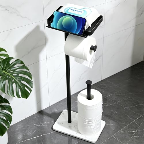 Toilet Paper Stand - Extra Heavy Duty Marble Base Toilet Paper Holder Stand, - color: Marble White