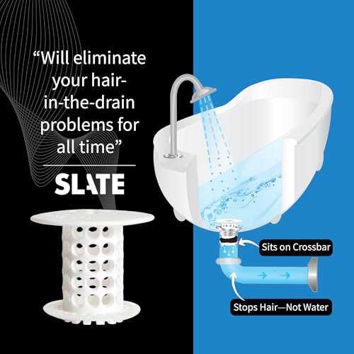 TubShroom Bathtub Drain Hair Catcher – In-Drain Tub Strainer & Clog Prevention Protector, Fits Standard 1.4”–1.75” Tub Drains, Easy Clean, Captures Human & Pet Hair out of Sight (White) - color: White
