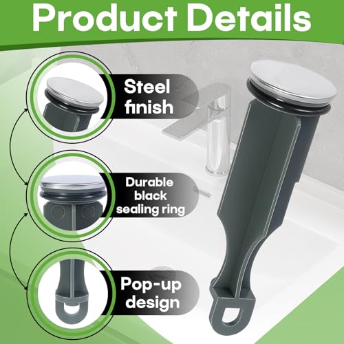 2-Pack RP5648BN Drain Stopper Replacement Part, Compatible with Delta Faucets, 1/4 x 4 Inch Pop-Up Style, with Black Sealing Ring