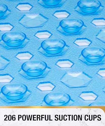 HITSLAM Shower Mat Anti Slip, Square Bath Mat for Tub Non Slip with Suction Cups and Drain Holes, 24x24 Inch Bathroom Shower Stall Floor Mat, Machine Washable, Soft on Feet, Blue - color: Blue, size: 24" x 24" (Square)