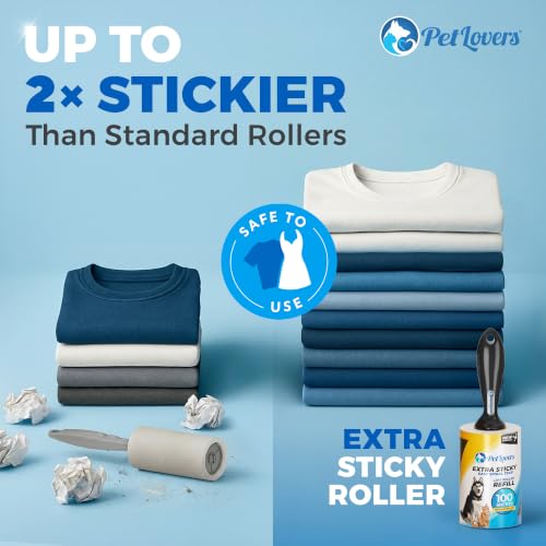PetLovers Extra Sticky Lint Roller Mega Value Set 500 Sheets for Pet Hair Removal and Clothes, Dog and Cat Lint Remover 5 Pack - size: 5 Pack Black