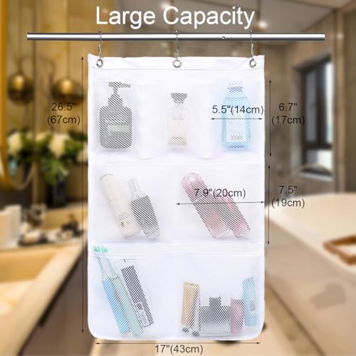 GYEUKHAM Mesh Shower Caddy Hanging Organizer with 7 Pockets and Hooks, Portable Quick Dry Bathroom Storage for College Dorm, Cruise, RV, Gym, Travel Toiletry Bag, White, 2 Pack - color: Regular-White-2 Pack