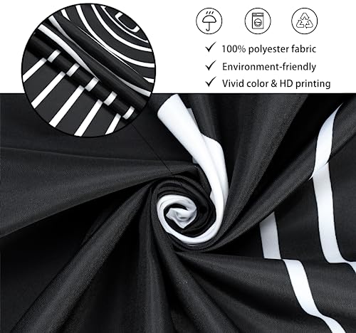 Black and White Extra Long Shower Curtain, Boho Minimalist Mid Century Modern Arch Geometric Machine Washable Waterproof Fabric for Bathroom Bathtub with Hooks 72Wx78H - color: Black and White Boho, size: 72"W x 78"L (Pack of 1)