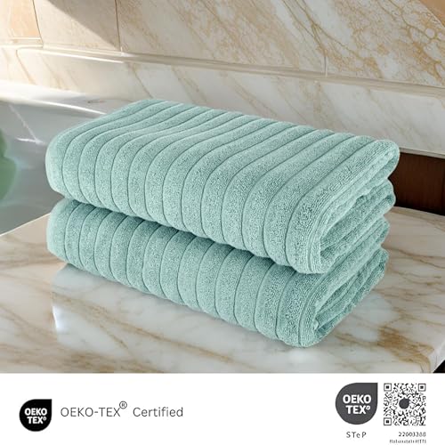 Classic Turkish Towels CTT - Premium 2 Piece Jumbo Bath Sheets, 100% Turkish Cotton, Absorbent & Ultra Comfy Bath Towel Sheets for Hotels & Spa | 40"x65" (Spa Green) - color: Spa Green, size: 2-Piece Bath Sheets