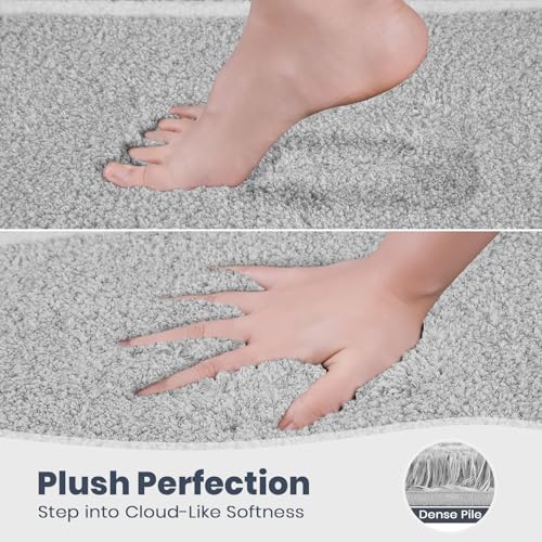 PURRUGS Bathroom Rug Non-Slip Machine Washable 20" x 30", Super Absorbent and Quick Dry Shaggy Microfiber Bath Mat, Extra Soft and Plush Bath Rug for Bathtub, Shower, and Sink, Light Grey - color: Light Grey, size: 20" X 30"