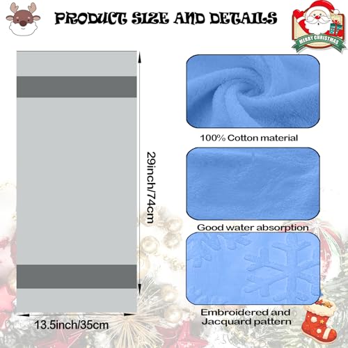 2 Pack Christmas Snowflake Hand Towels 100% Cotton Jacquard Holiday Kitchen Dish Towels Retro Neutral Blue Bathroom Towels Set Gift Seasonal Xmas Winter Bathroom Decor (Blue Snowflake) - color: Blue Snowflake