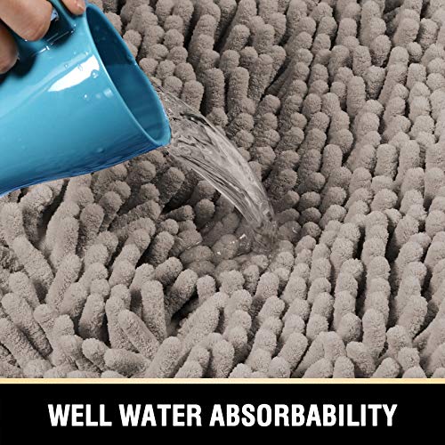 H.VERSAILTEX Bath Mats for Bathroom Non Slip Luxury Chenille Bathroom Rugs Extra Soft Absorbent Shaggy Mat Rugs Washable Fast Dry 2 Piece (Taupe, 20" x 32"/17" x 24") - color: Taupe, size: 20" x 32" Plus 17" x 24"
