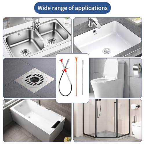 34inch Drain Snake (1pc), 20inch Hair Drain Clog Remover (12 pcs) & 18Inch Cleaner Brush (2 pcs), Sink Plumbing Snake Drain Tool Unclogger Tool Set For Kitchen, Bathroom Tub, Sewer, Toilet - style: 12pcs 20inch+1pcs 34inch+2pcs Cleaner Brush