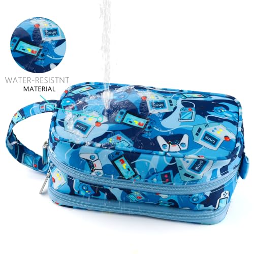 Kids Toiletry Bag for Boys, Travel Toiletry Bag for Little Young Boys Waterproof Hanging Wash Bag Toddler Traveling Toiletries, Games Camo Blue - color: Games Camo Blue