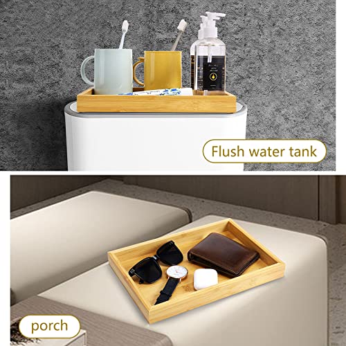 Natural Bamboo Vanity Tray, Sink Tray, Smooth and Thick Wooden Tray for Toilet Tank and Bathroom Counter Top, Kitchen Decor Wood Holder and SPA Home, 11.5x7.6x1.2 inches - size: 11.3" x 7.6" x 1.2"