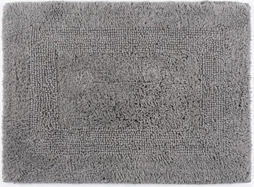 KEMA Bath Mat 17"x24", Cotton Reversible Bathroom Rug for Bathroom Ultra Soft Plush Bath Rugs Water Absorbent Quick Dry Thick Floor Mats for Shower, Restroom, Bedroom, Kitchen (Charcoal) - color: Charcoal