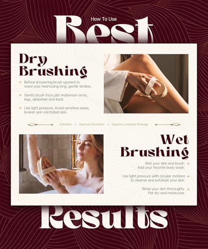 POPCHOSE Dry Brushing Body Brush, Natural Bristle Dry Skin Exfoliating Brush Body Scrub for Flawless Skin, Cellulite Reduction, Lymphatic Drainage and Blood Circulation Improvement - size: 1 Count (Boar Bristles)