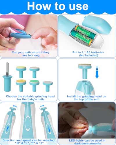 Baby Healthcare and Grooming Kit, 24 in 1 Baby Electric Nail Trimmer Set Newborn Nursery Health Care Set for Newborn Infant Toddlers Baby Boys Girls Kids Haircut Tools (0-3 Years+) (Blue) - color: Blue