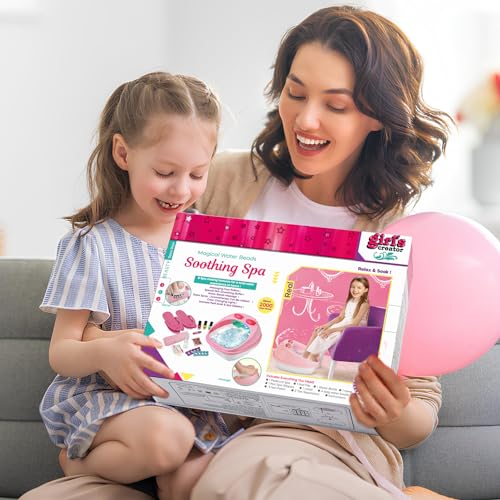 Kids Foot Spa & Nail Kit Set, Kids Spa Day Kit for Girls, Massage Foot Soak Tub and Nail Dryer, Toys Manicure Pedicure Art Salon Girl Gift for 5 6 7 8-12, Christmas Birthday Gifts