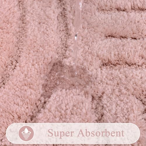 SHACOS Bathroom Rugs Sets 5 Piece Ultra Soft Absorbent | Microfiber Bath Mat with Bath Runner, U Shape Contour Rug, Toilet Lid Cover, Non Slip Machine Washable Carpet, Grey Pink - color: Grey Pink